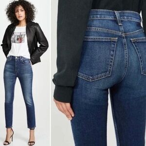 RE/DONE NWT High Rise Ankle Crop Color Midnight Blue Cotton Polyester Elastane